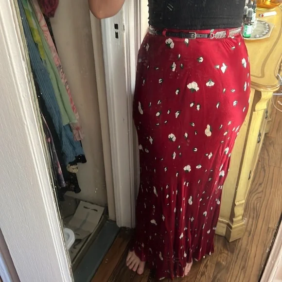 🌹 VINTAGE BETSEY JOHNSON ROSES MERMAID MAXI SKIRT 00 0 2 XXS XS S P - Picture 9 of 10